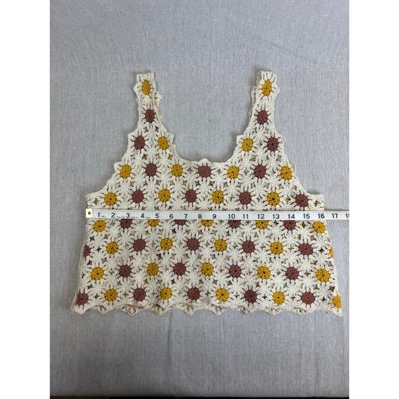 Women’s Crochet floral pattern boho crop top S/M festival - Picture 4 of 6